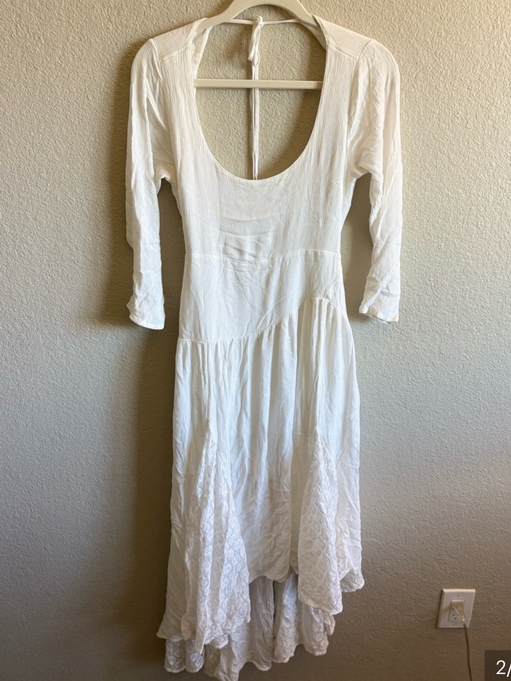 Free People Sea Me Open-Back White Maxi Dress Flowy Boho Summer Size Small - Picture 4 of 4